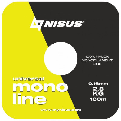 Леска MONOLINE Fluorescent Yellow 0,16mm/100m Nylon Nisus N-MFY-016-100