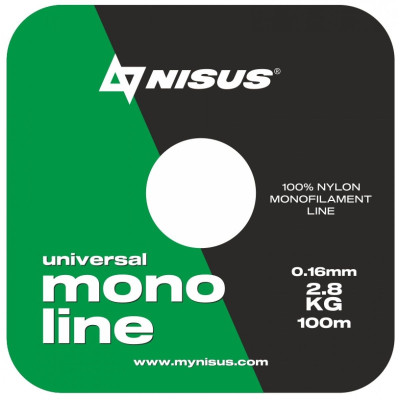 Леска MONOLINE Green 0,16mm/100m Nylon Nisus N-MG-016-100