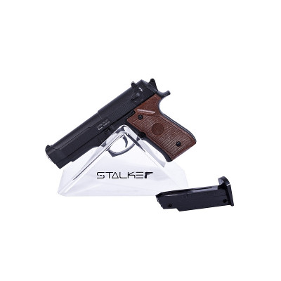 Пистолет пневм. Stalker SA92M Spring (аналог Beretta 92), к.6мм, мет.корпус, маг 8ш, до 80м/с,