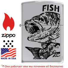 Зажигалка ZIPPO Чёрный окунь 250 FISH - BIG MOUTH